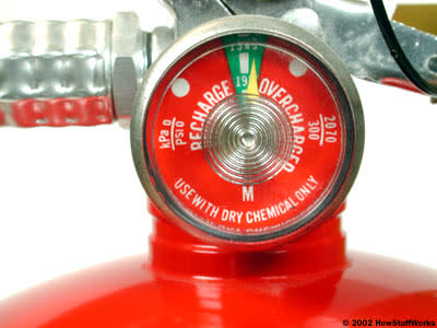 <b>Most dry-chemical fire extinguishers have a built-in pressure gauge. If the gauge indicator is pointing to "recharge," the pressure in the extinguisher may be too low to expel the contents. The <a class="link " href="http://www.nfpa.org/" rel="nofollow noopener" target="_blank" data-ylk="slk:National Fire Protection Association;elm:context_link;itc:0;sec:content-canvas">National Fire Protection Association</a> recommends having dry extinguishers inspected every six years, even if the gauge indicates correct pressure. </b>