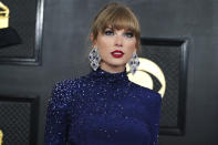 Taylor Swift arrives at the 65th annual Grammy Awards on Sunday, Feb. 5, 2023, in Los Angeles. (Photo by Jordan Strauss/Invision/AP)