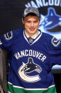 PITTSBURGH, PA - JUNE 22: Brendan Gaunce, 26th overall pick by the Vancouver Canucks, poses on stage during Round One of the 2012 NHL Entry Draft at Consol Energy Center on June 22, 2012 in Pittsburgh, Pennsylvania. (Photo by Bruce Bennett/Getty Images)