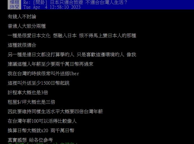 日本不適合國人長住？旅日台人列「花費差異」嘆：4倍台灣年薪才夠