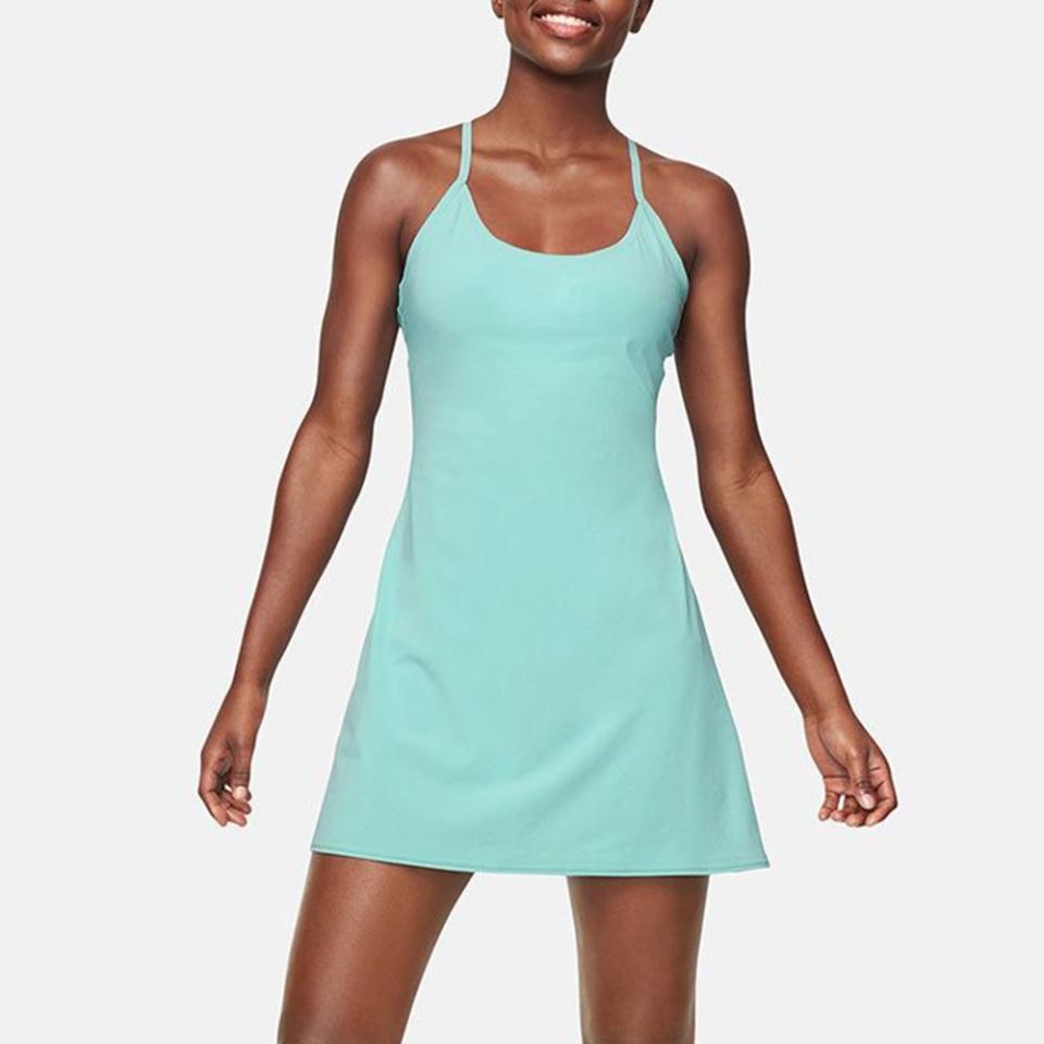 <p><strong>Outdoor Voices</strong></p><p>outdoorvoices.com</p><p><strong>$100.00</strong></p><p>Whether she likes to play tennis or just loves a cute, breathable dress, this number covers all the bases. Made with a blend of nylon and spandex, it’s <strong>designed to breathe through even the most sweaty, active moments</strong>. (Bonus: It has built-in shorts underneath.)<br></p>