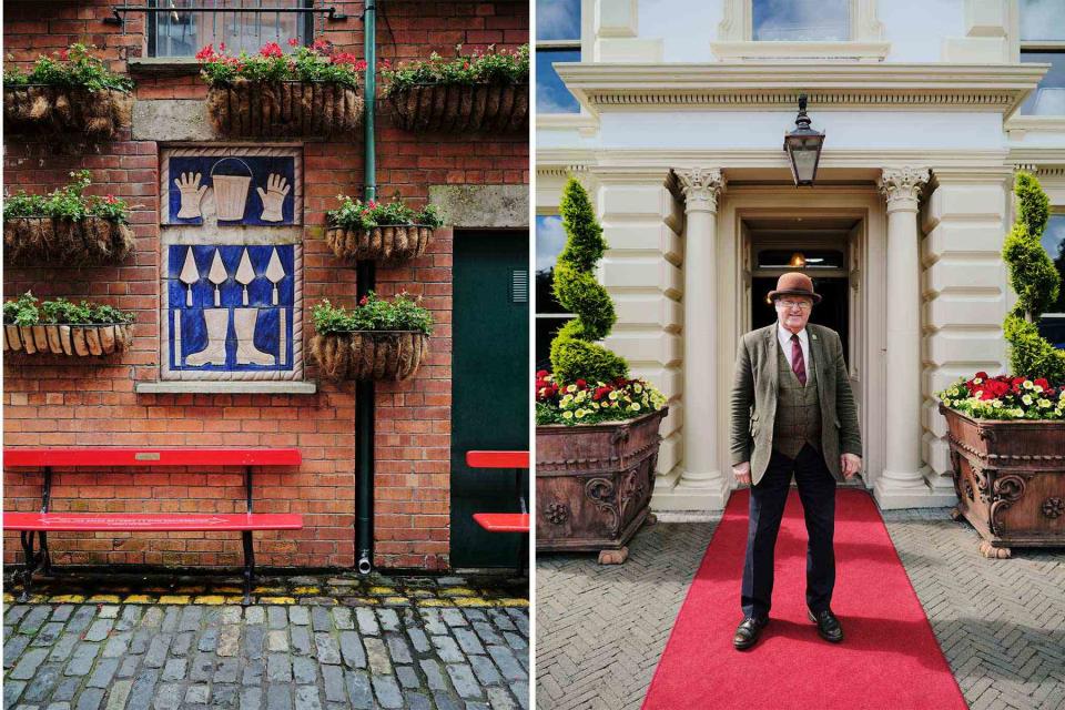 <p>Simon Watson</p> From left: Decorative details in the Cathedral Quarter; doorman Maurice Johnston at Galgorm, a hotel and spa in Ballymena, Northern Ireland.