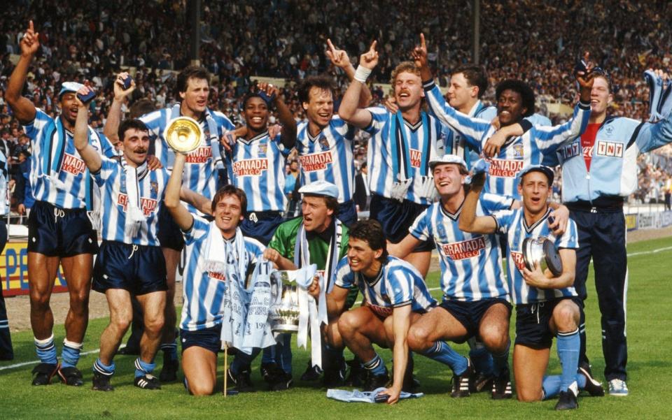 The Coventry City squad celebrate with the trophy after the 1987 FA Cup final against Tottenham - Steve Ogrizovic interview: Our new fans think Coventry always win –  I can tell them otherwise - Allsport/Getty Images/David Cannon