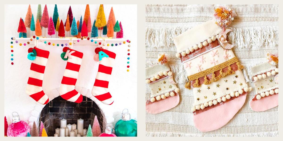 DIY Pom Pom Christmas Stocking - A Beautiful Mess