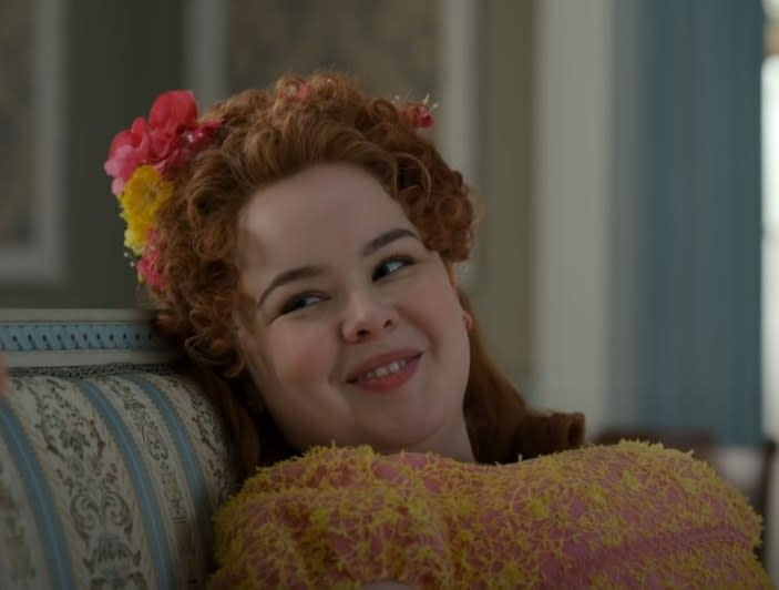 Penelope Featherington smiling on "Bridgerton"