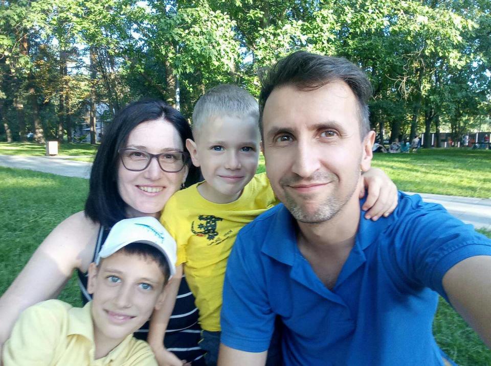Yurii Zaviriukha and his family in Ukraine