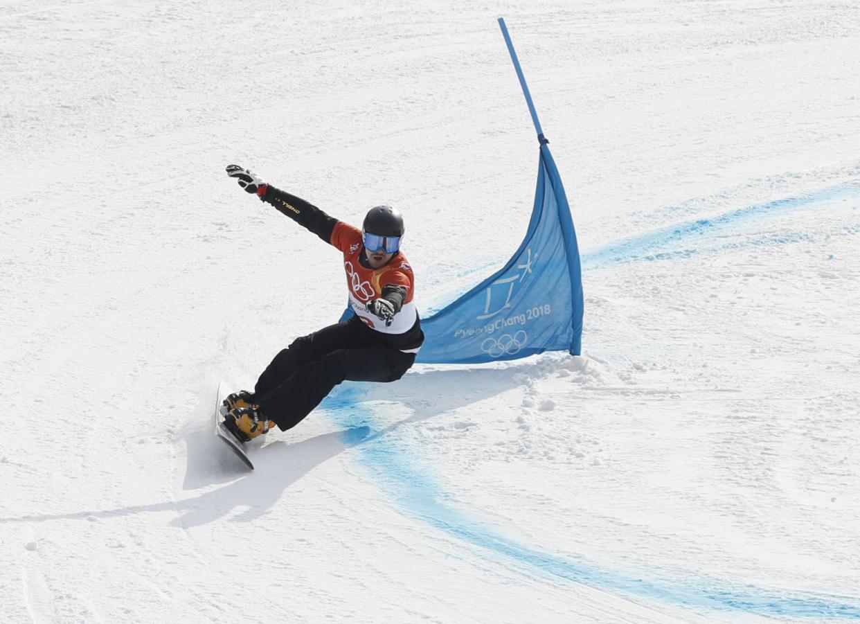 Vic Wild, Olympic Athlete from Russia, competes in the Parallel Giant Slalom . (REUTERS)