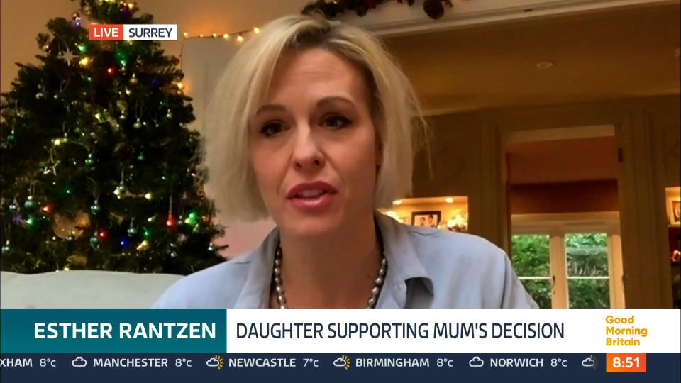 Dame Esther Rantzen's daughter Rebecca Wilcox got emotional talking about her mum considering ​​assisted dying in Switzerland.