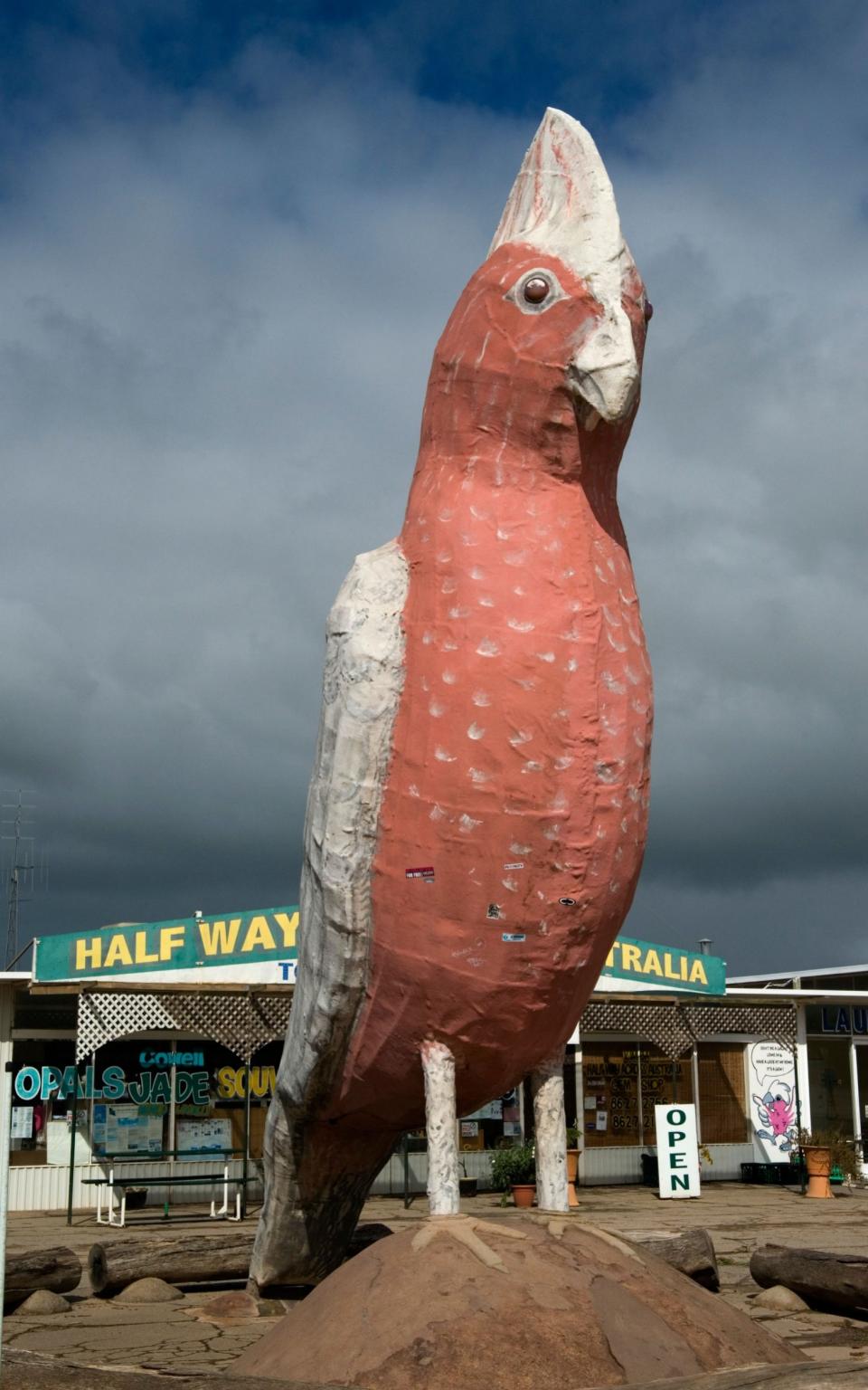 Kimba's population has declined to about 1,100 but it still boasts a pub, two cafes and its main tourist attraction: The Big Galah, a 26-foot statue of Australia’s famously noisy red-breasted native bird - Credit: Alamy