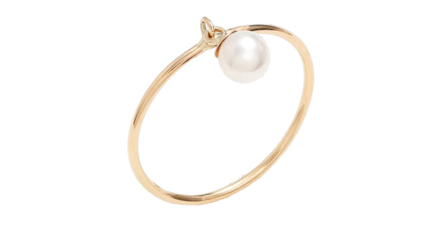 Dangling Pearl Charm Ring