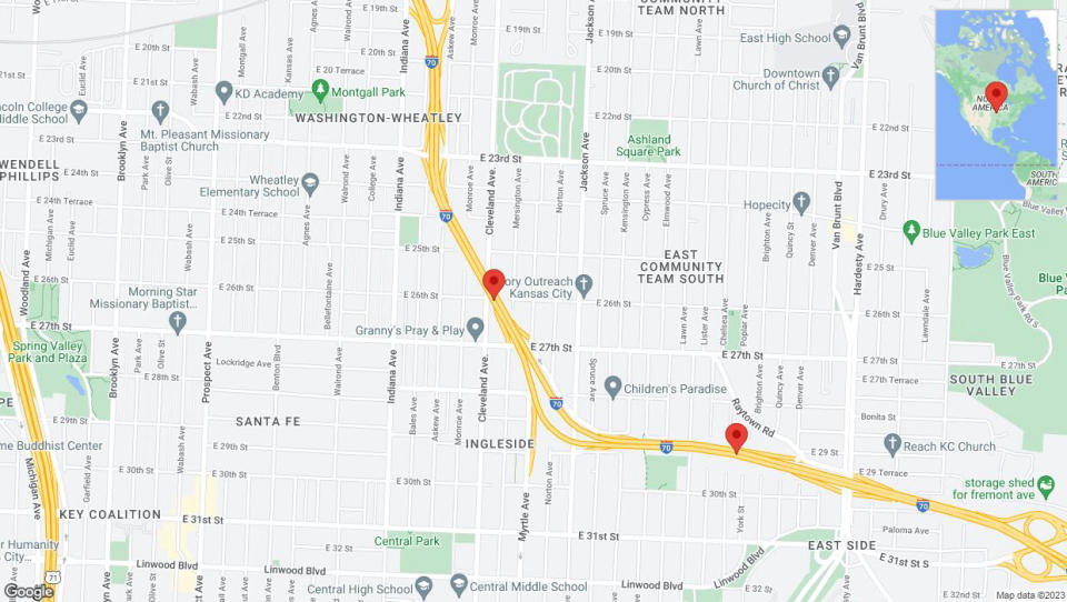 A detailed map that shows the affected road due to 'Incident on eastbound I-70 in Kansas City' on December 31st at 1:45 p.m.