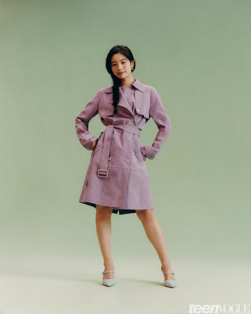 Dahyun wears a [Michael Kors Collection coat](https://www.michaelkors.com/), [Manolo Blahnik shoes](https://www.manoloblahnik.com/us/), and [Jane Taylor earrings](https://www.janetaylor.com/).