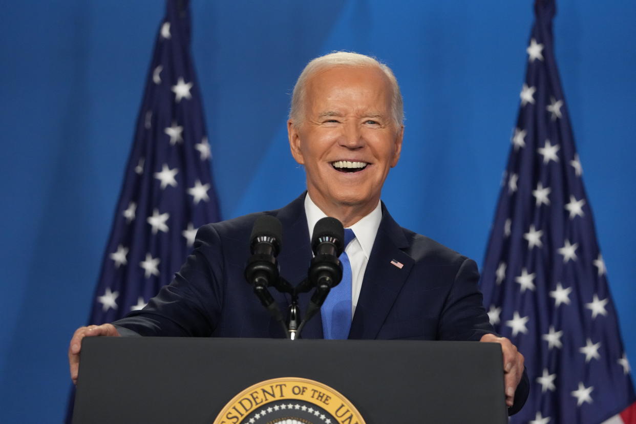 President Joe Biden during a press conference at the NATO Summit in Washington on July 11, 2024. (Doug Mills/The New York Times)