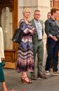 <p>Miranda's tie dye co-ord blouse and midi skirt is from Gerard Darel, with the blouse currently on sale at John Lewis. Complimenting the look is a Paco Rabanne black bag and Gianvito Rossi 'Lena' sandals.</p><p>And, yes, that is Steve (David Eigenberg) accompanying Miranda, which we love to see.</p><p><a class="link " href="https://www.johnlewis.com/gerard-darel-nahomy-blouse-purple/p5391864" rel="nofollow noopener" target="_blank" data-ylk="slk:SHOP NOW;elm:context_link;itc:0;sec:content-canvas">SHOP NOW</a> Gerard Darel Nahomy Blouse, Purple, £156</p><p><a class="link " href="https://go.skimresources.com?id=127X991729&xs=1&url=https%3A%2F%2Fwww.24s.com%2Fen-gb%2Flena-sandals-gianvito-rossi_GIAVHB8J%3Fgclid%3DCjwKCAjwuvmHBhAxEiwAWAYj-I9wNzBuQaRfC_MELpCKRcucPWOQYq1vwl6zExfIxDaooslNC1MDYxoCVwQQAvD_BwE%26gclsrc%3Daw.ds" rel="noopener" target="_blank" data-ylk="slk:SHOP NOW;elm:context_link;itc:0;sec:content-canvas">SHOP NOW</a> Gianvito Rossi Lena sandals, £585<br></p><p><a class="link " href="https://www.net-a-porter.com/en-gb/shop/product/paco-rabanne/leather-tote/1266801" rel="nofollow noopener" target="_blank" data-ylk="slk:SHOP SIMILAR;elm:context_link;itc:0;sec:content-canvas">SHOP SIMILAR</a> Paco Rabanne Leather tote, £890<br></p>
