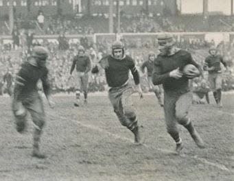 An action photo from the Rochester Jeffersons game against the New York Giants at the Polo Grounds in New York on Nov. 11, 1925. New York won 13-0 in the Jeffersons final season in the NFL.