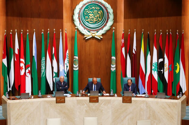 Meeting of Arab foreign ministers at the Arab League Headquarters, in Cairo