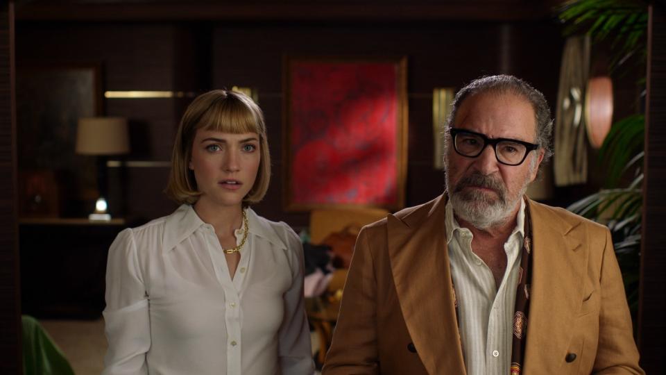 Violett Beane and Mandy Patinkin in Hulu’s Death and Other Details