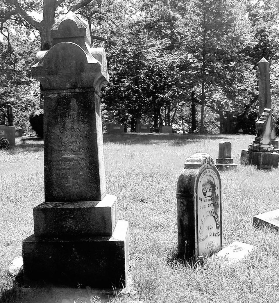 William Wallace McDowell's well-worn grave monument in Riverside Cemetery stands next to the stone of Dr. J.A. McDowell.