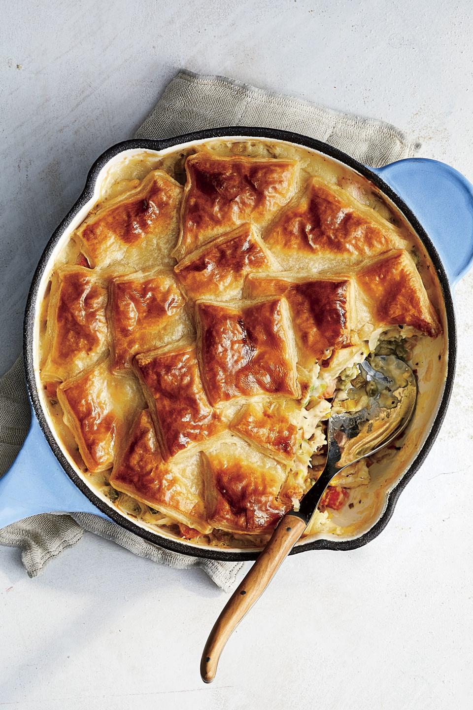 Skillet Pot Pie with Chicken and Spring Vegetables