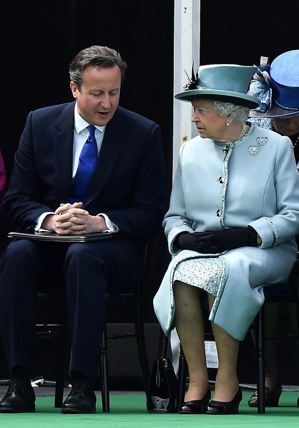 David Cameron and the Queen attending a Magna Carta 800th anniversary commemoration event in 2015 (Ben Stansall/PA) (PA Wire)