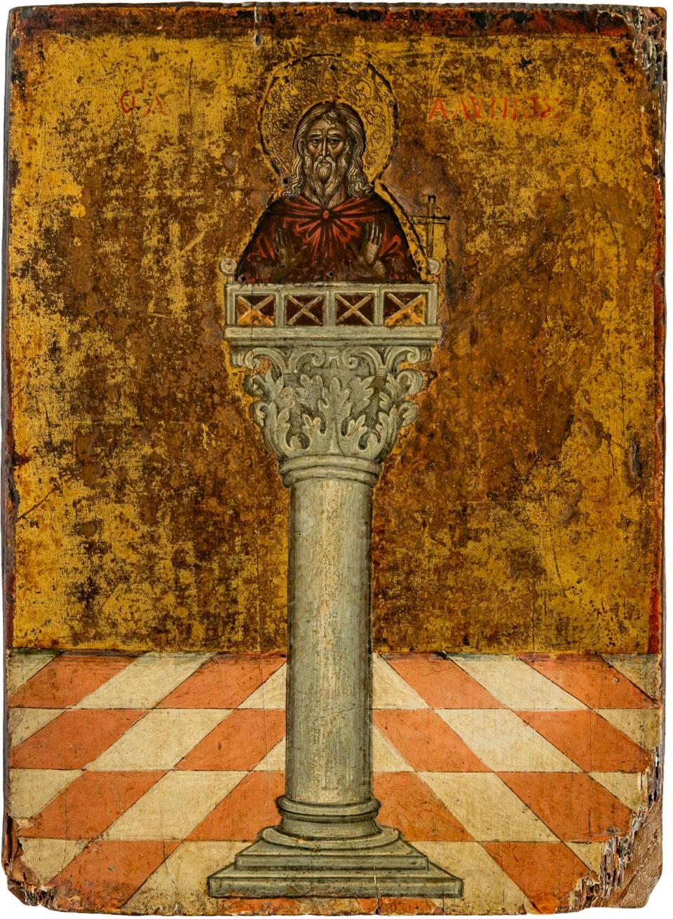 "St. Alypius, the Stylite," an icon from Crete which is in the collection of The Icon Museum and Study Center in Clinton.