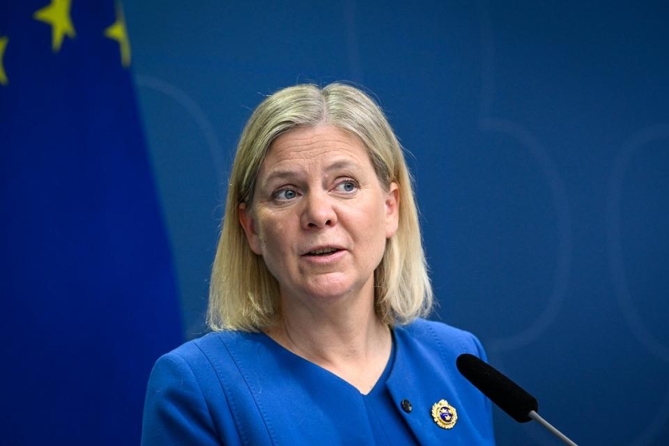 Schwedens Premierministerin Magdalena Andersson bei der Verkündung der Nato-Kandidatur ihres Landes.