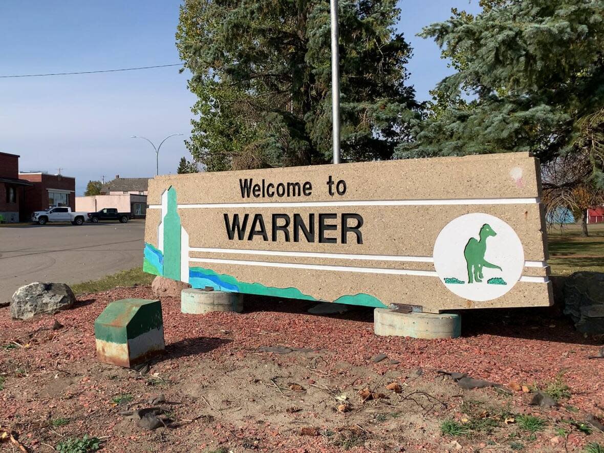 The Village of Warner, Alta., is located approximately 65 kilometres south of the Lethbridge, Alta. Next year, the community will face a vote by resident on whether to dissolve and become a halmet.  (Joel Dryden/CBC - image credit)