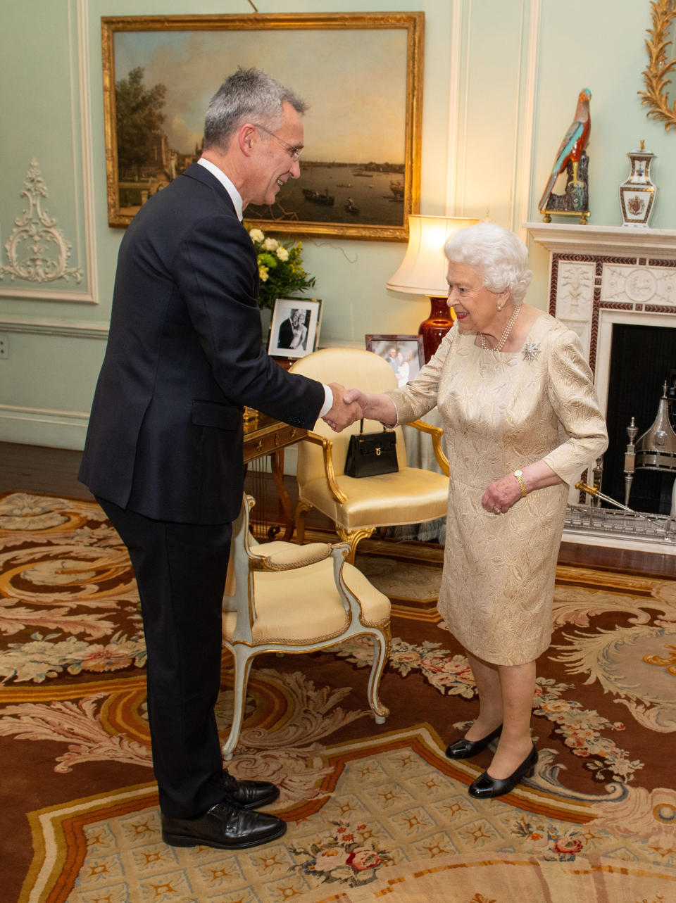 Queen Elizabeth II holds a private audience with Nato Secretary General Jens Stoltenberg in Buckingham Palace, London. PA Photo. Picture date: Tuesday December 3, 2019. Photo credit should read: Dominic Lipinski/PA Wire