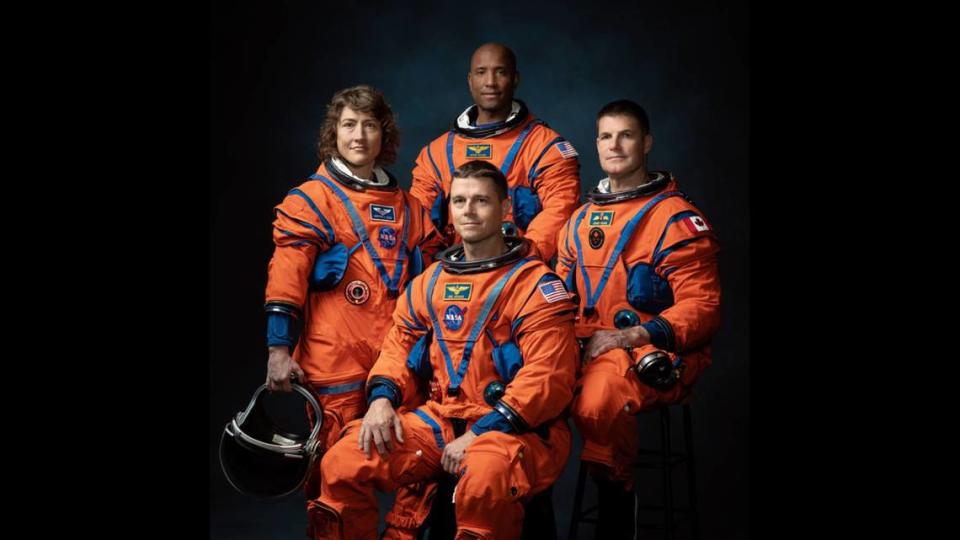 Cal Poly alumnus Victor Glover (center, standing) will pilot the Artemis II mission to the moon when it takes flight in November 2024.
