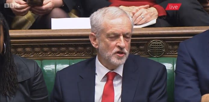 Jeremy Corbyn appeared to say the words ‘stupid woman’ following a response from Prime Minister Theresa May during Prime Minister’s Questions on Wednesday. (BBC)