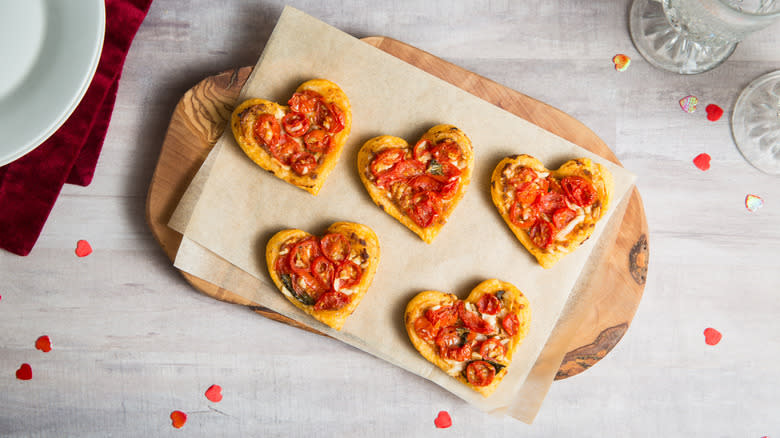 tomato pastry hearts on table