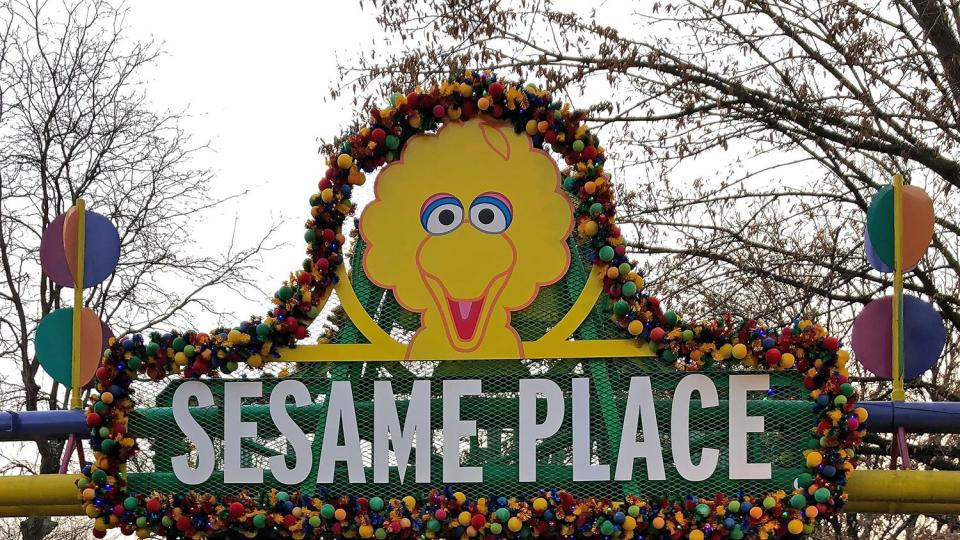 Big Bird is shown on a sign near an entrance to Sesame Place in Langhorne, Pa., . The first Sesame Place opened almost 40 years ago outside Philadelphia. A new Sesame Street theme park is set to open next month in San Diego. Officials on Wednesday, Feb. 9. 2022, announced the opening of the first Sesame Street theme park on the West Coast. It will feature Big Bird's Beach, Oscar's Rotten Rafts, and a Cookie-Monster Tower, among other attractions San Diego Theme Park, Langhorne, United States - 26 Dec 2019