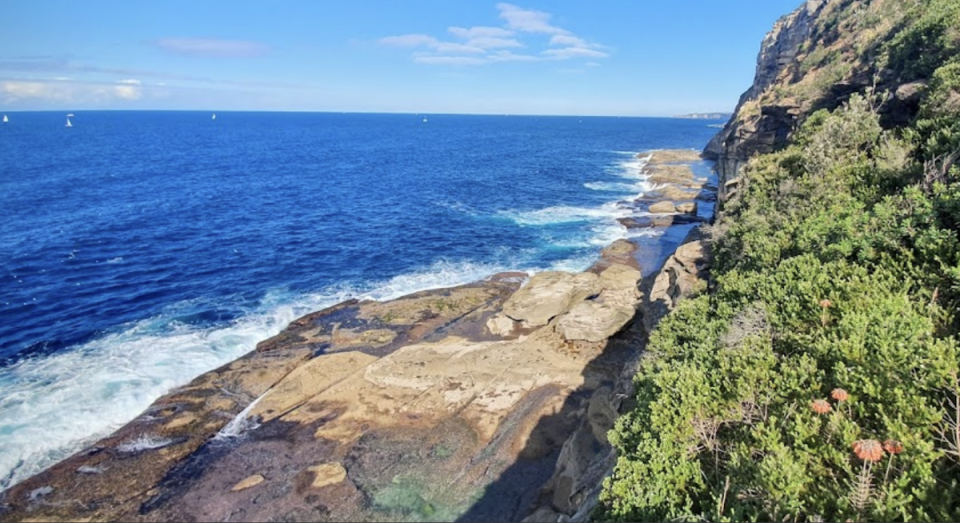 Blue Fish Point in the Sydney suburb of Manly, where US mathematician Scott Johnson was thrown to his death in 1988 (Google Earth)