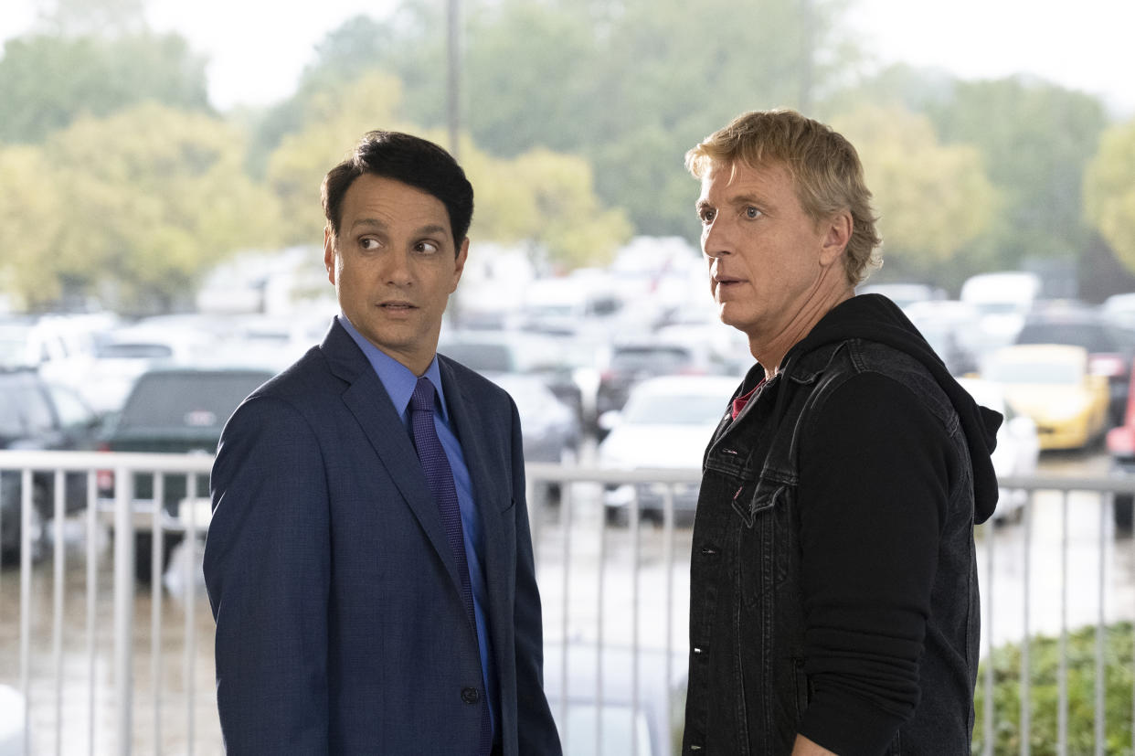 Ralph Macchio and William Zabka in 