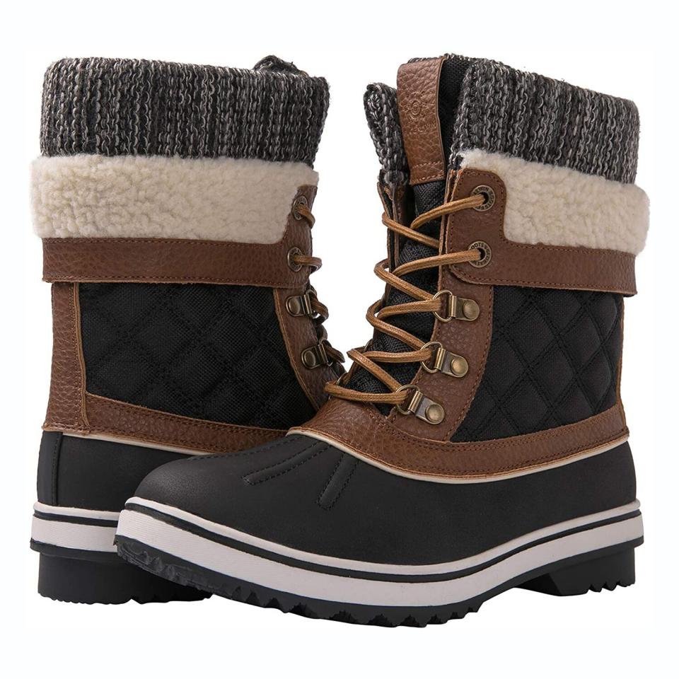 GLOBALWIN Women's Waterproof Winter Snow Boots in Black Brown