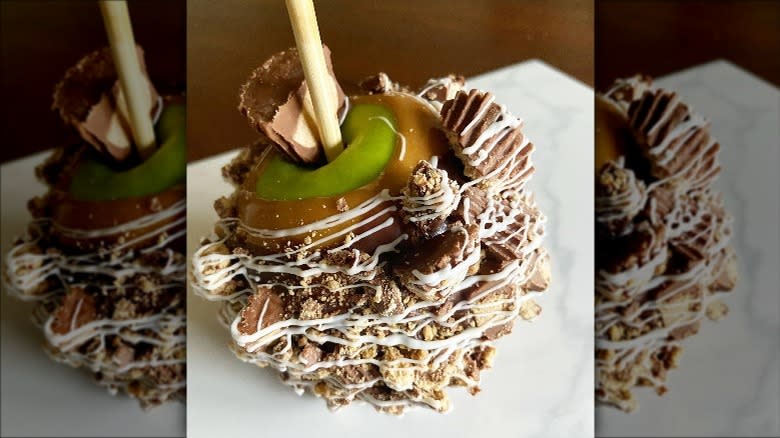 reeses dipped caramel apple