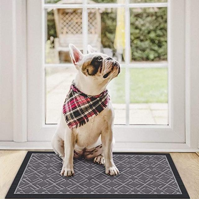 Heavyweight Recycled Waterhog Doormat Plaid Blue | L.L.Bean