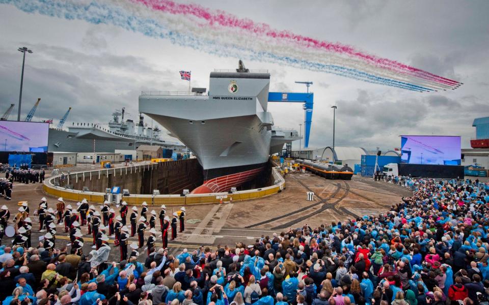 Red Arrows mark the naming of Royal Navy's new aircraft carrier  - Getty Images