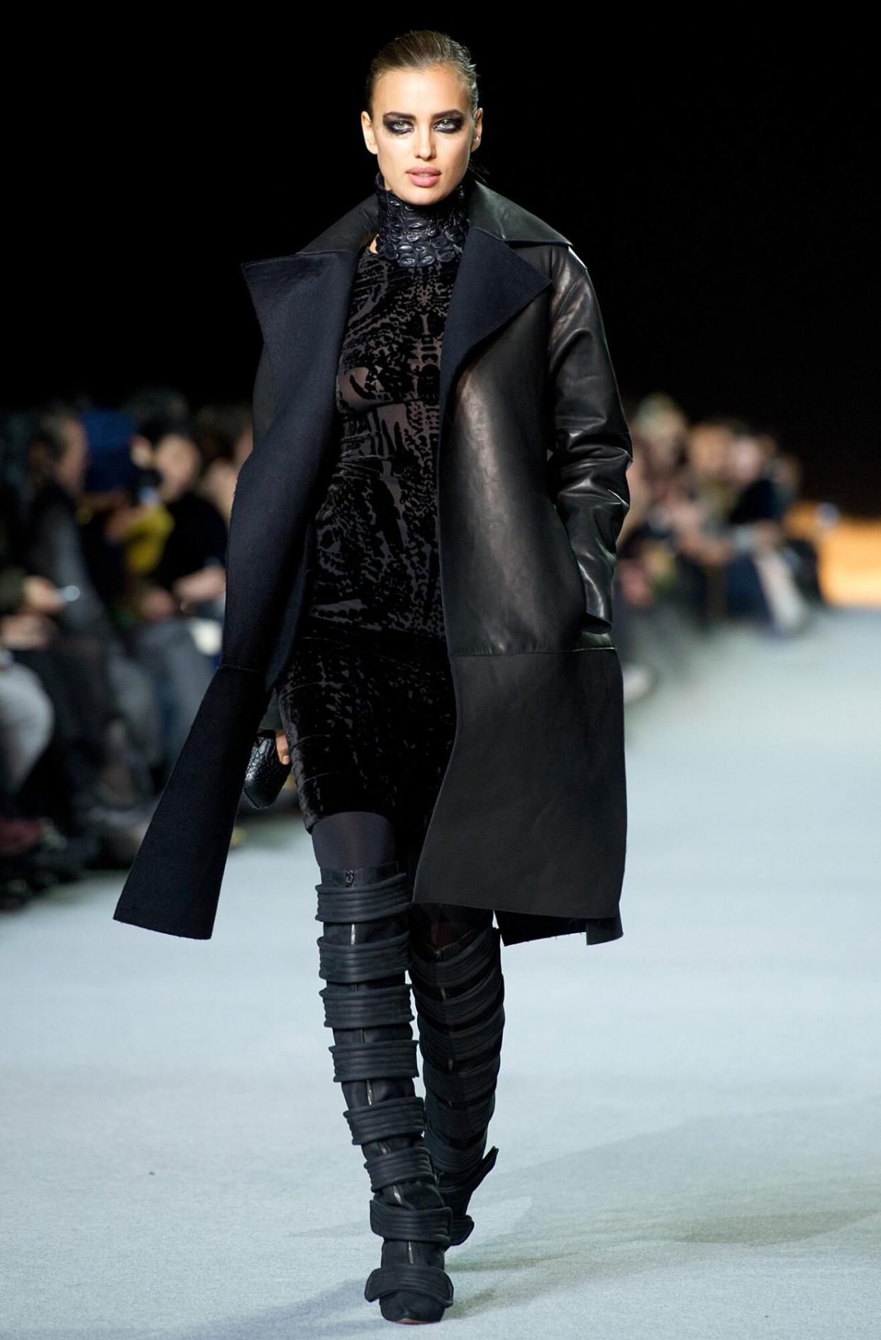 Irina Shayk walks the runwayduring the Kanye West Ready-To-Wear Fall/Winter 2012 show