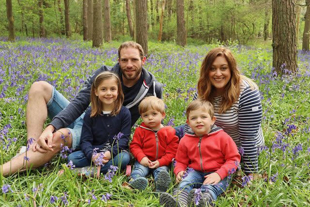 Blogger Gemma Brushneen with her husband Elliott, 30, and children Izzie, seven, Ollie, four, and Mason, two