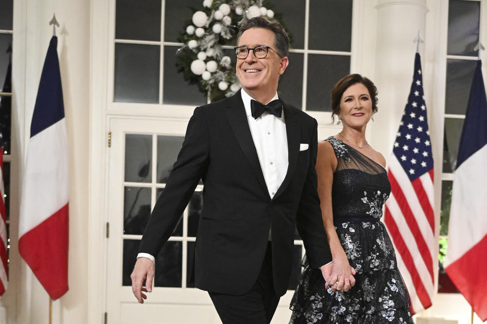 Stephen Colbert and wife Evelyn McGee-Colbert at the <a href="https://deadline.com/tag/white-house-state-dinner/" rel="nofollow noopener" target="_blank" data-ylk="slk:White House State Dinner;elm:context_link;itc:0;sec:content-canvas" class="link ">White House State Dinner</a>.