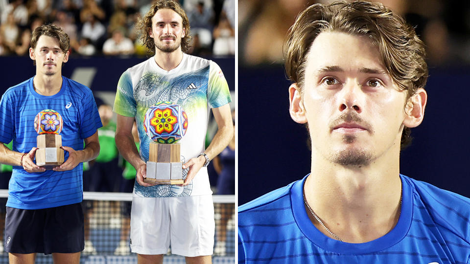 Alex de Minaur and Stefanos Tsitsipas after the Los Cabos final. 