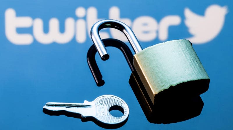 Stock photo of Twitter logo and lock