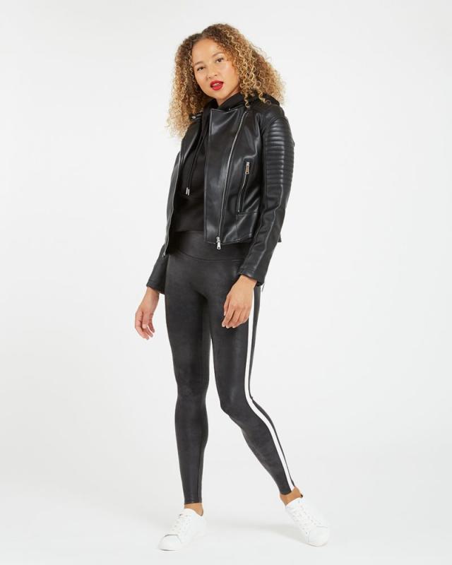 Buy Spanx Quilted Faux Leather Leggings - Black At 30% Off