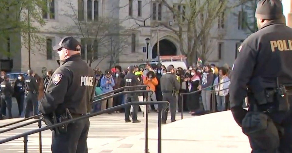 The arrests happened after nearly 200 pro-Palestine protestors gathered on campus to urge Yale to divest from military weapons manufacturers (WTNH)