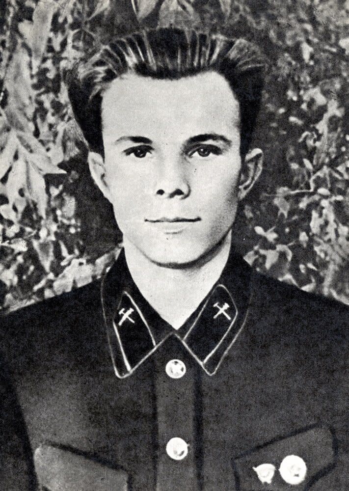 Drawn from a set exploring the young cosmonaut's origins, the photo claims to show the young man not long after he finished trade school.