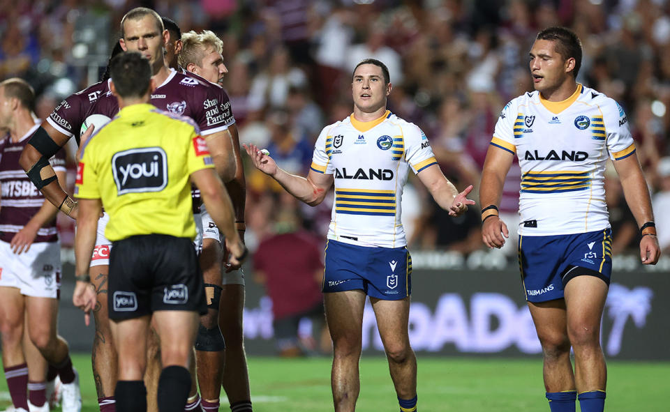 Mitchell Moses, pictured here during Parramatta's loss to Manly.