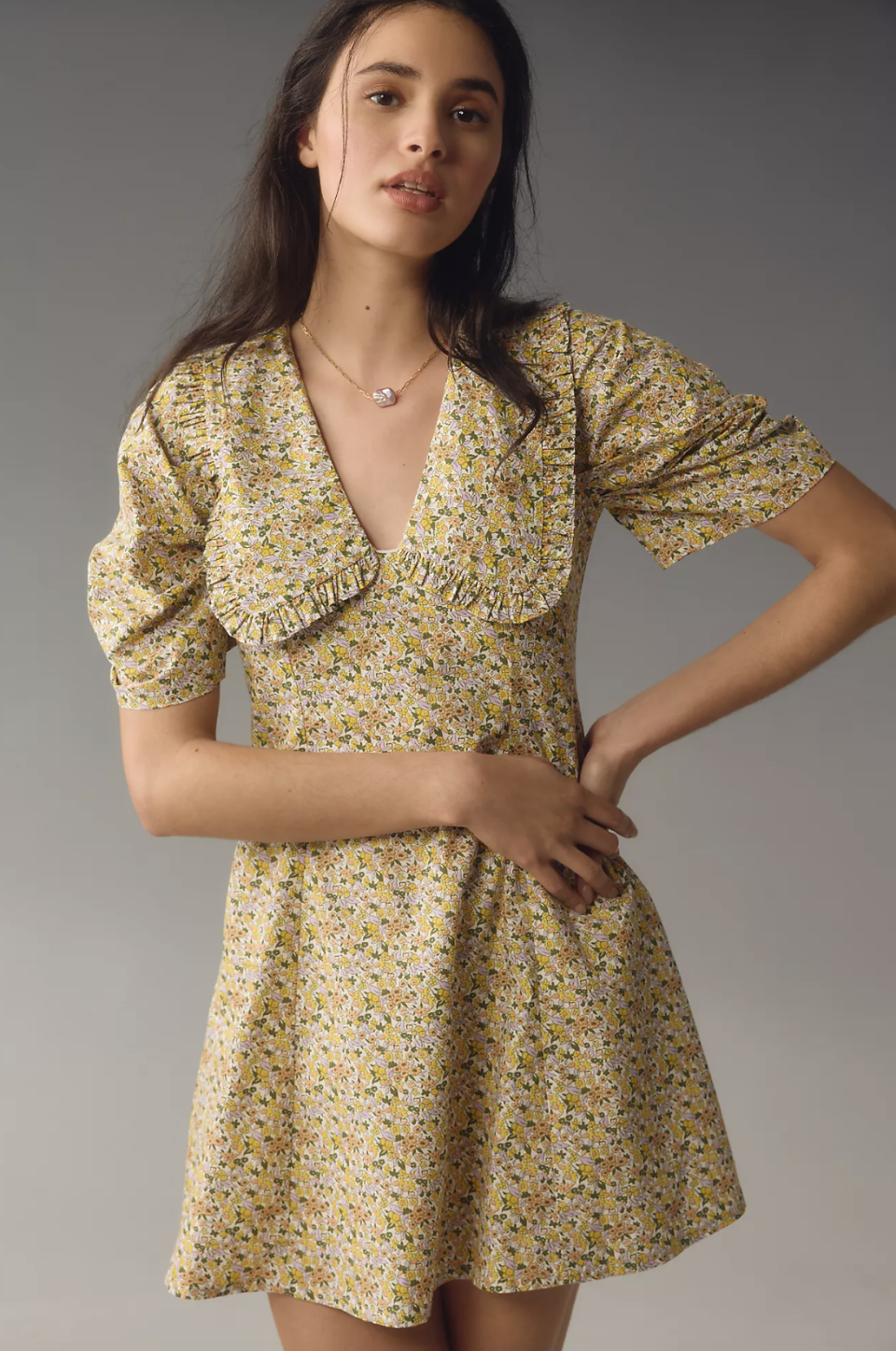 By Anthropologie Short-Sleeve Collared Printed Mini Dress (Photo via Anthropologie)
