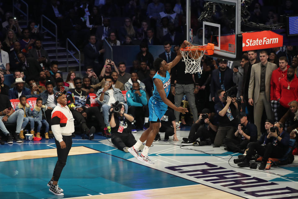 Hamidou Diallo brought it on Saturday at the NBA Dunk Contest, unlike some of his competitors. (Joe Murphy/NBAE via Getty Images)