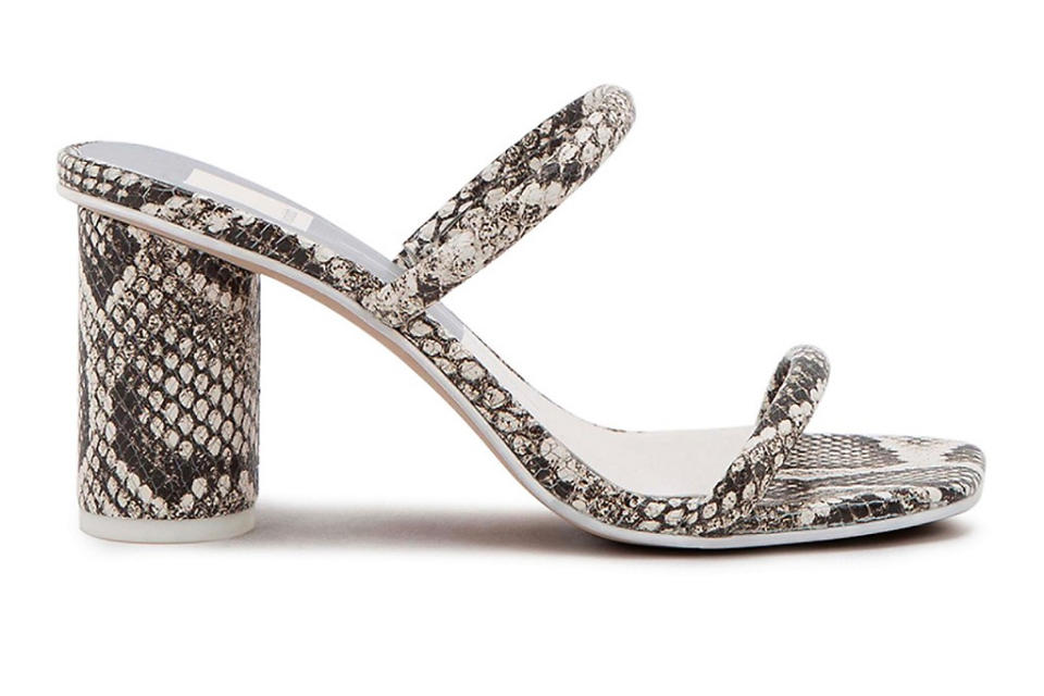 snakeskin sandals, sandals, mules, straps, python, dolce vita